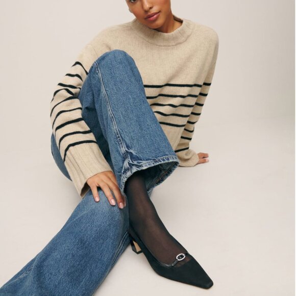 reformation nazanin slingback heel size 8 in black - Picture 1 of 4